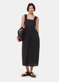 Ruffle Strap Poplin Midi Dress