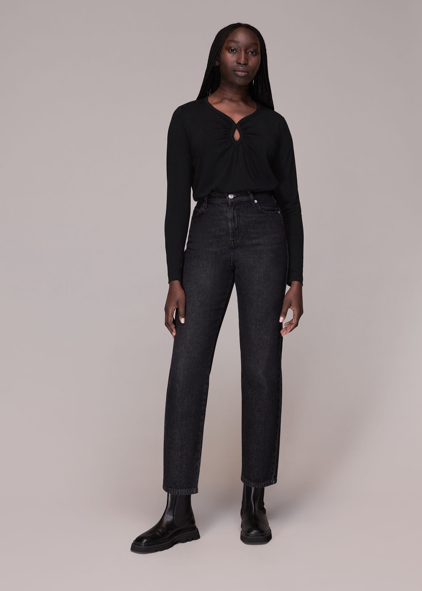 Long sleeve Keyhole Top