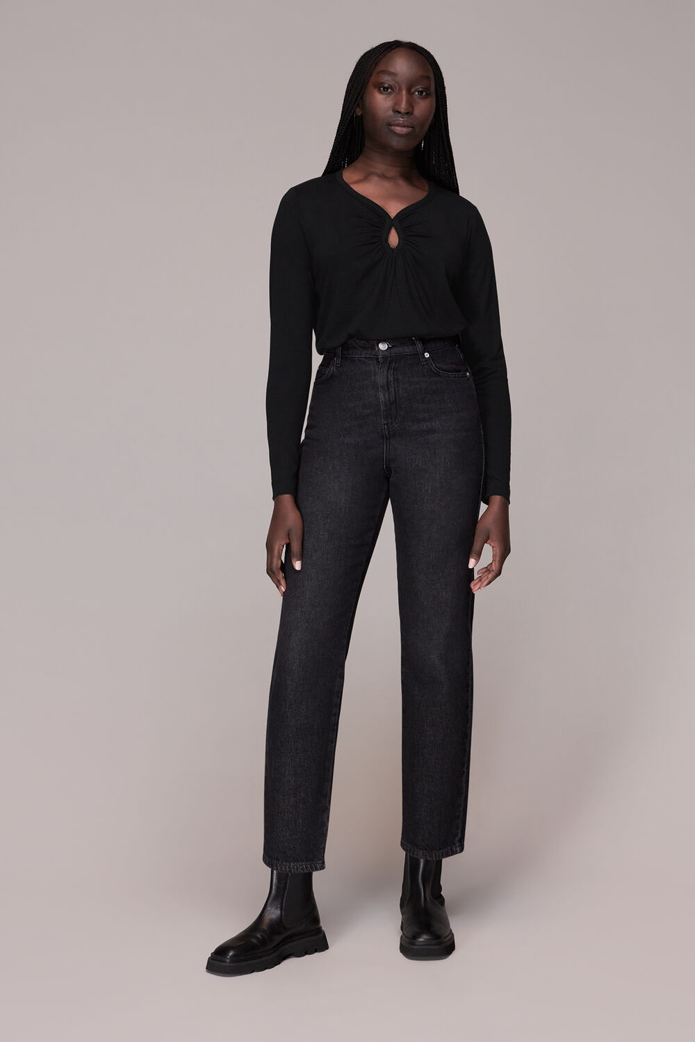 Black Long sleeve Keyhole Top