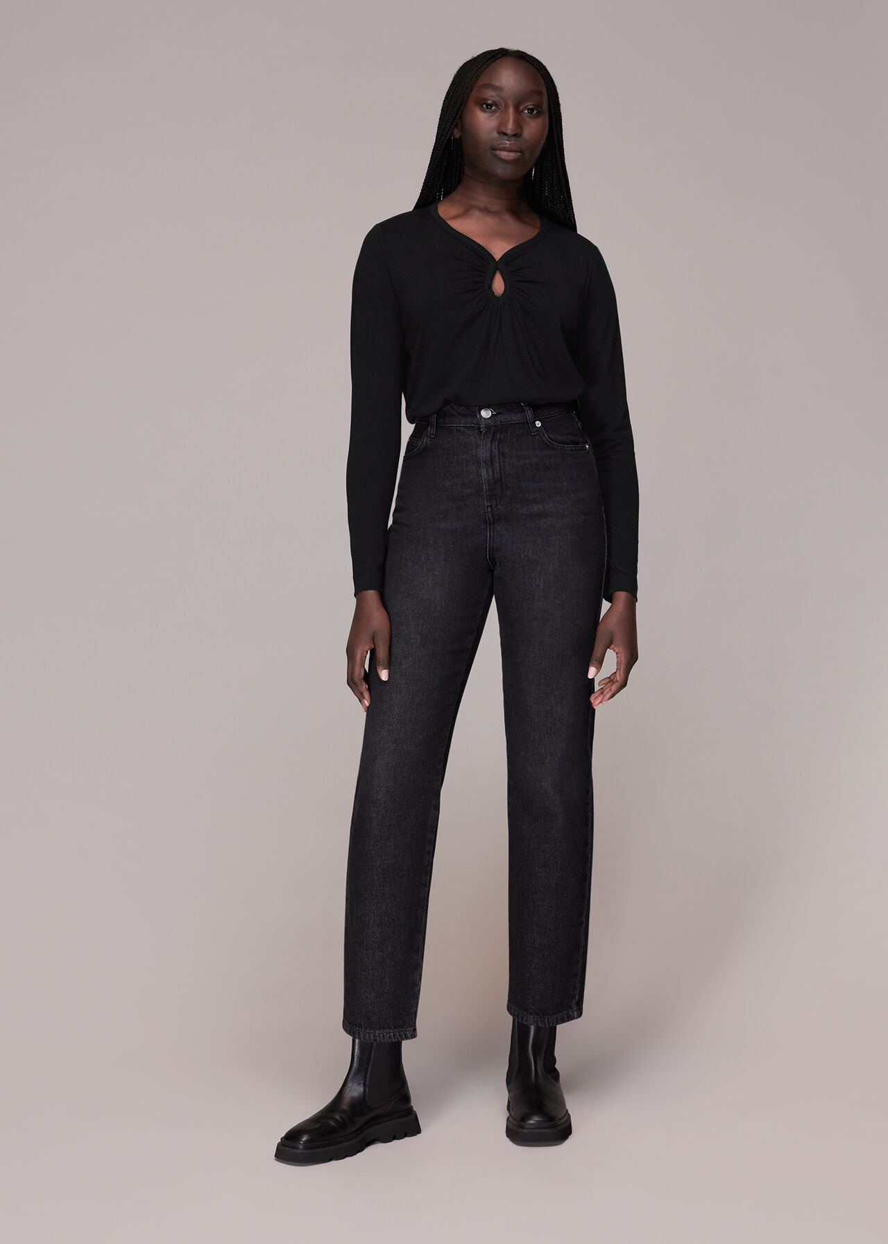Long sleeve Keyhole Top