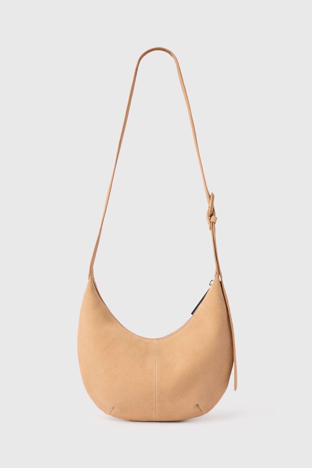 Neutral Small Sia Suede Crossbody Bag