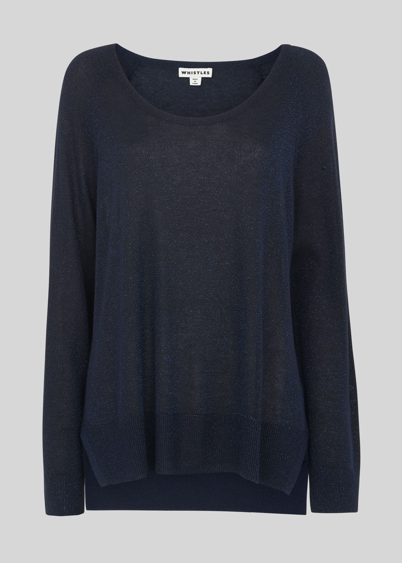 Sparkle Scoop Neck Knit Navy