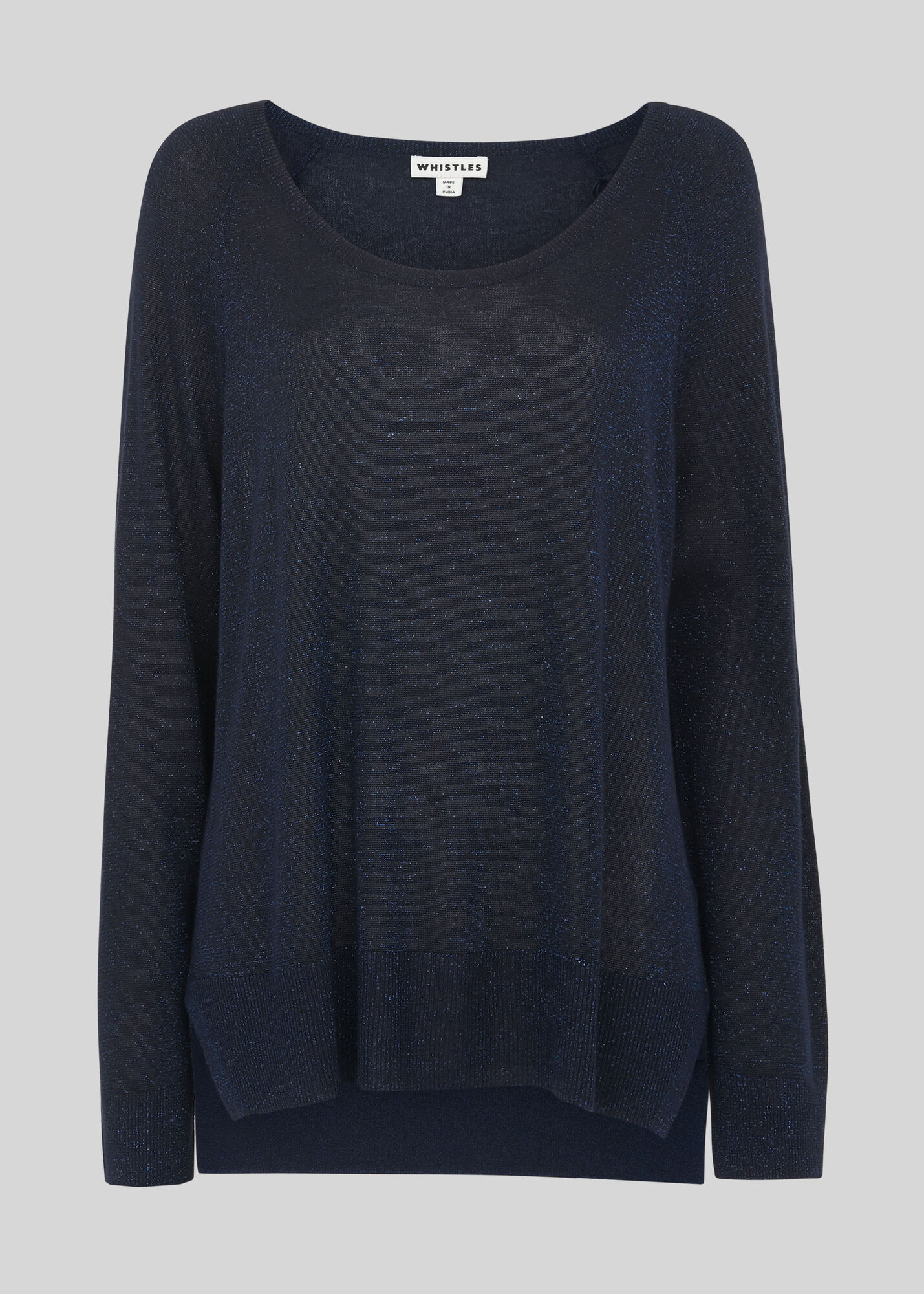 Navy Sparkle Scoop Neck Knit WHISTLES