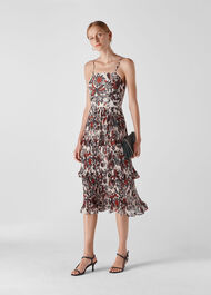 Assorted Leaves Tiered Dress Multicolour