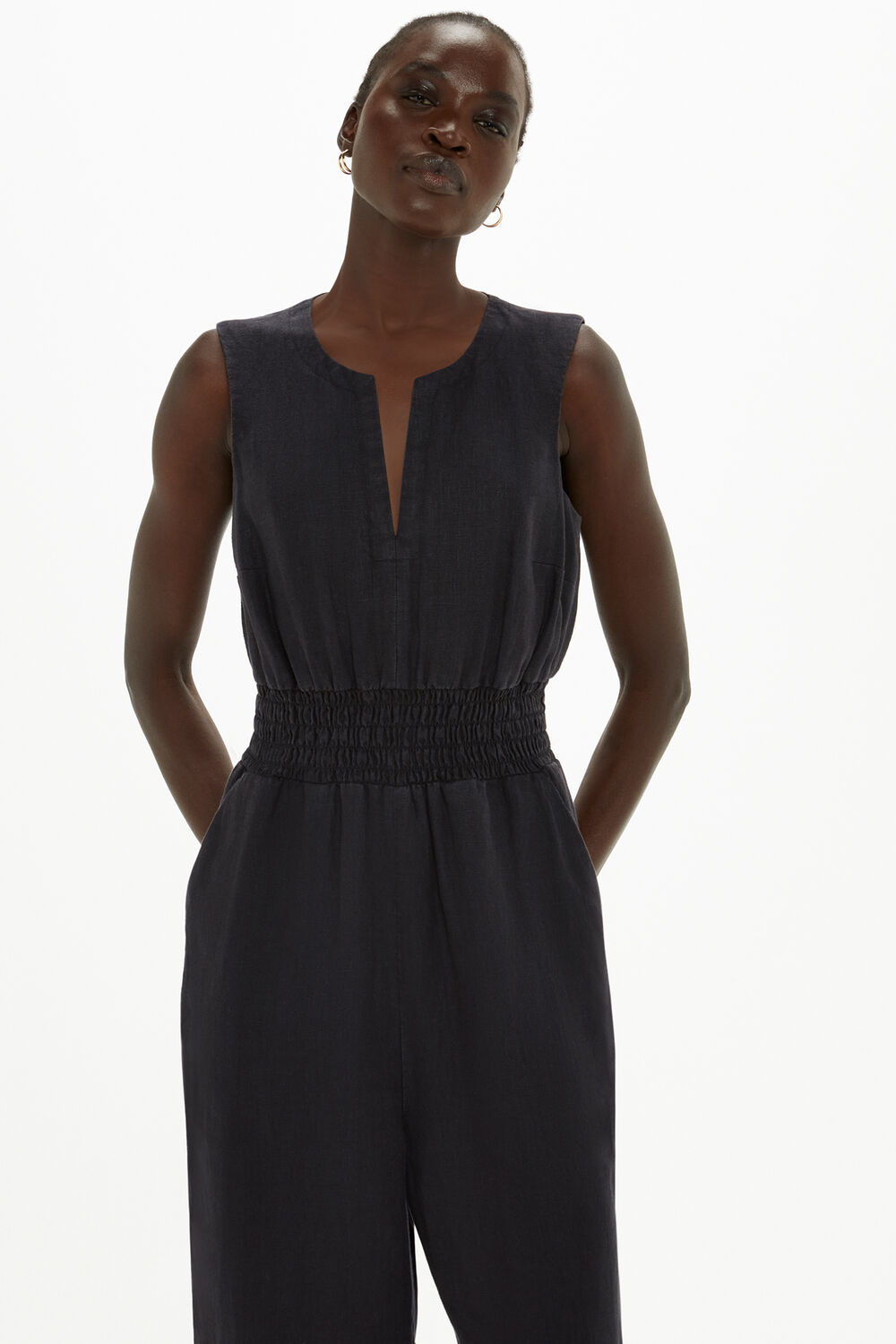 Black Petite Danny Linen Jumpsuit