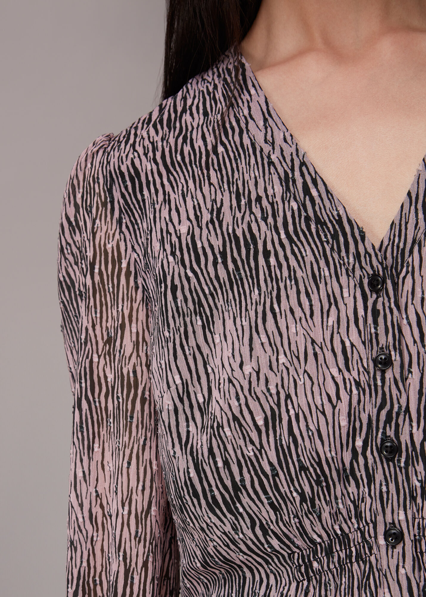 Pink/Multi Ariel Tiger Dobby Blouse | WHISTLES | Whistles ROW |