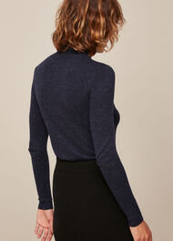 Annie Sparkle Polo Knit Navy