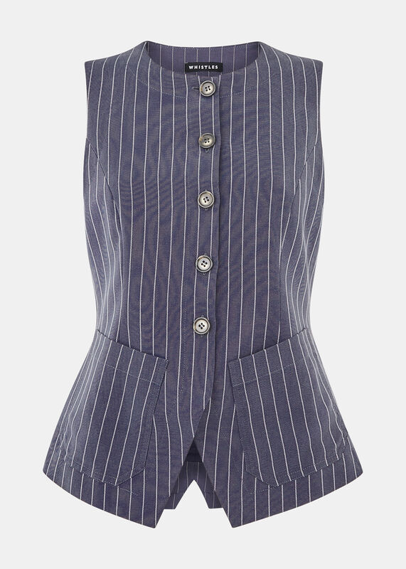 Navy Lottie Pinstripe Waistcoat