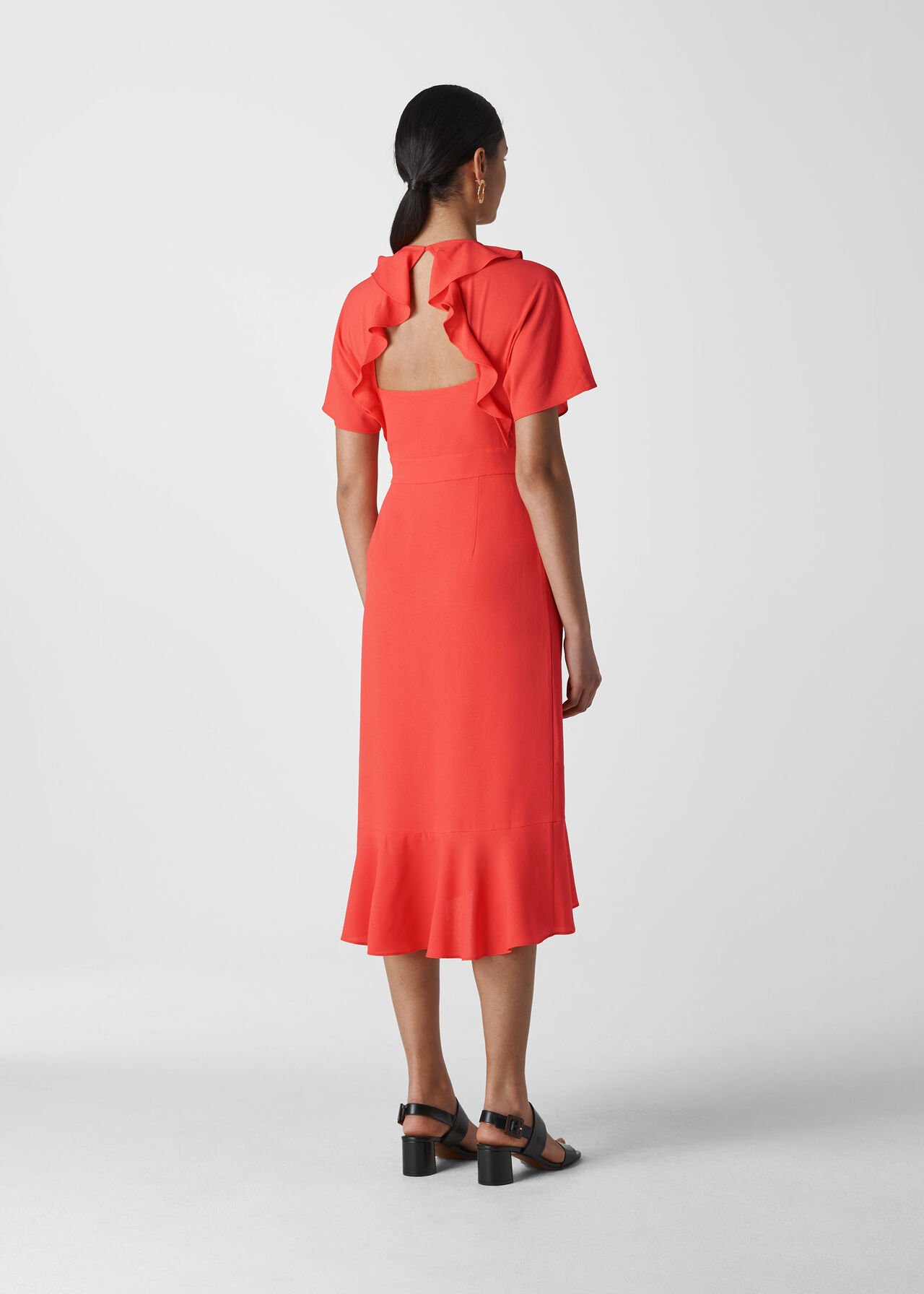 Abigail Frill Wrap Dress Coral/Multi