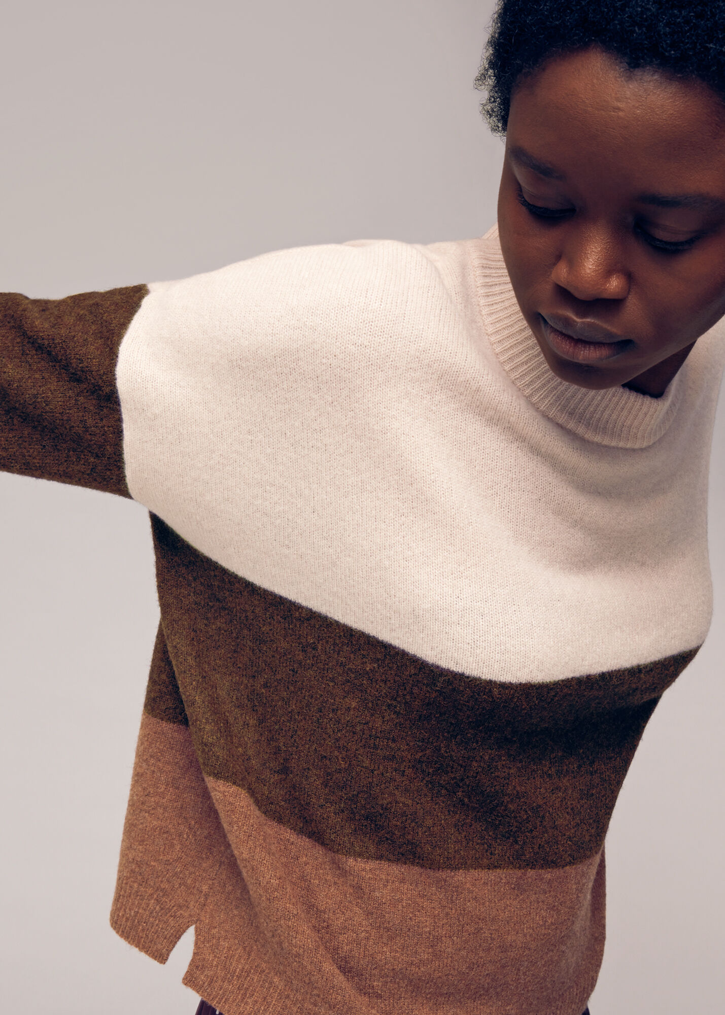 Brown Stripe Knitted Wool Sweater WHISTLES Whistles UK