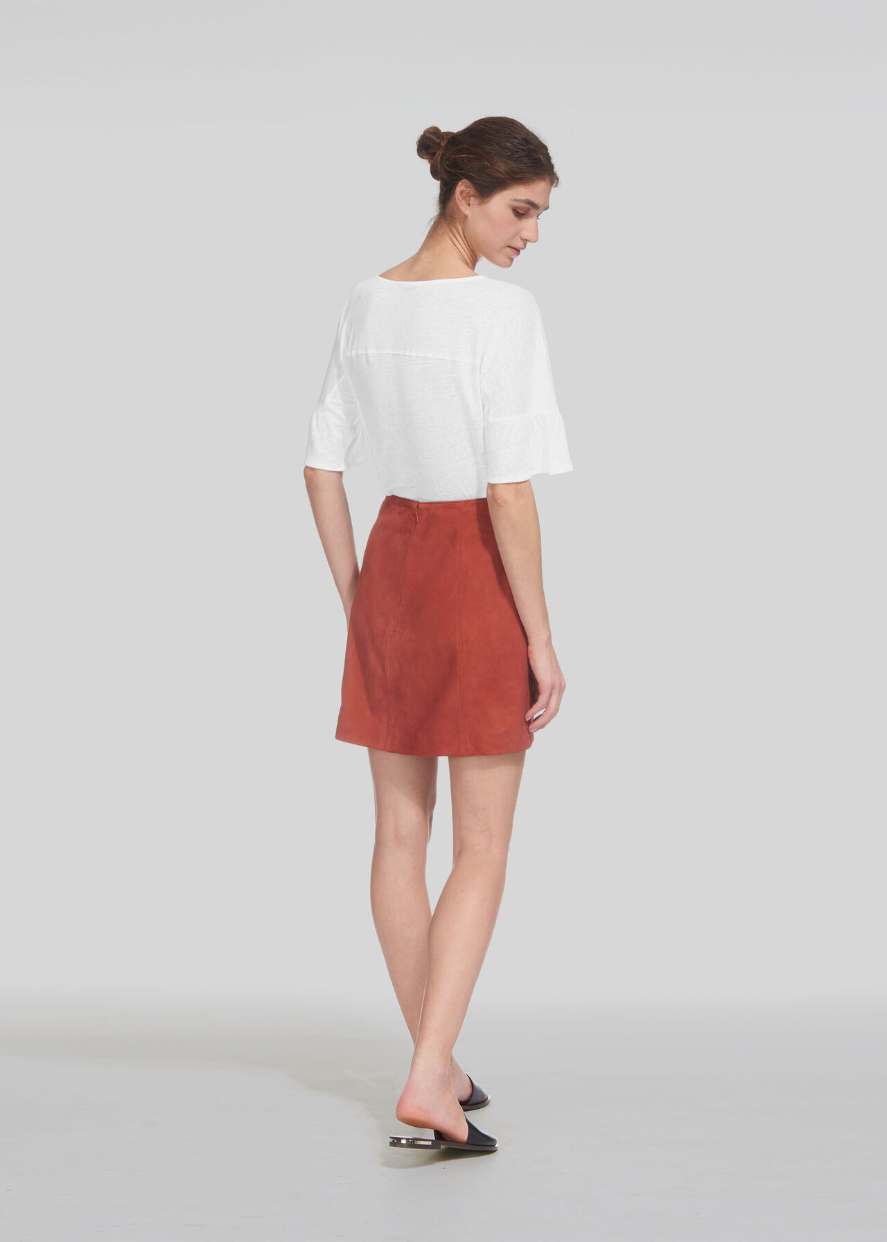 Frill Cuff Linen Tee White