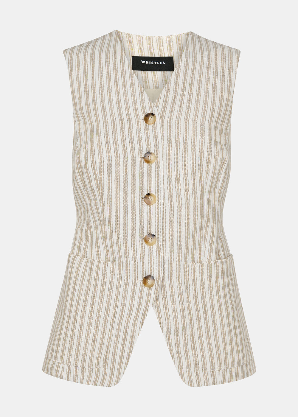 Petite Linen Stripe Waistcoat