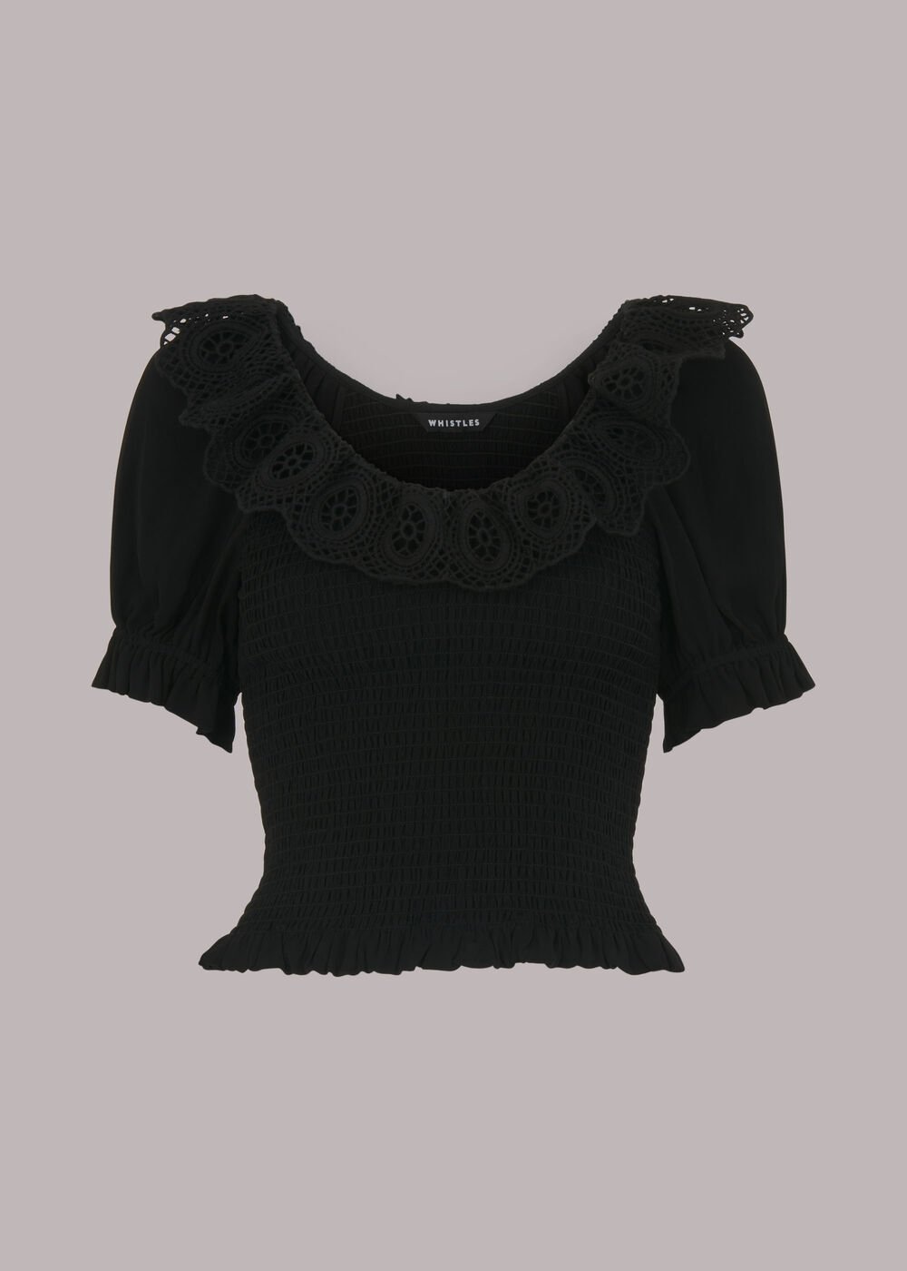 Crochet Detail Smocked Top