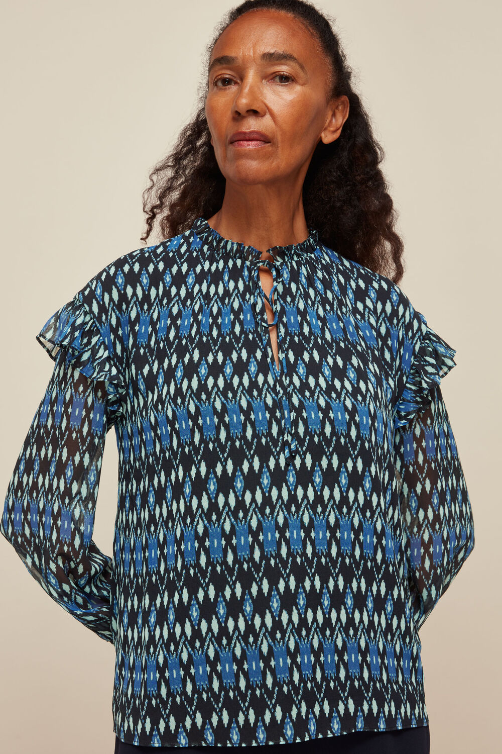 Ikat Diamond Print Blouse