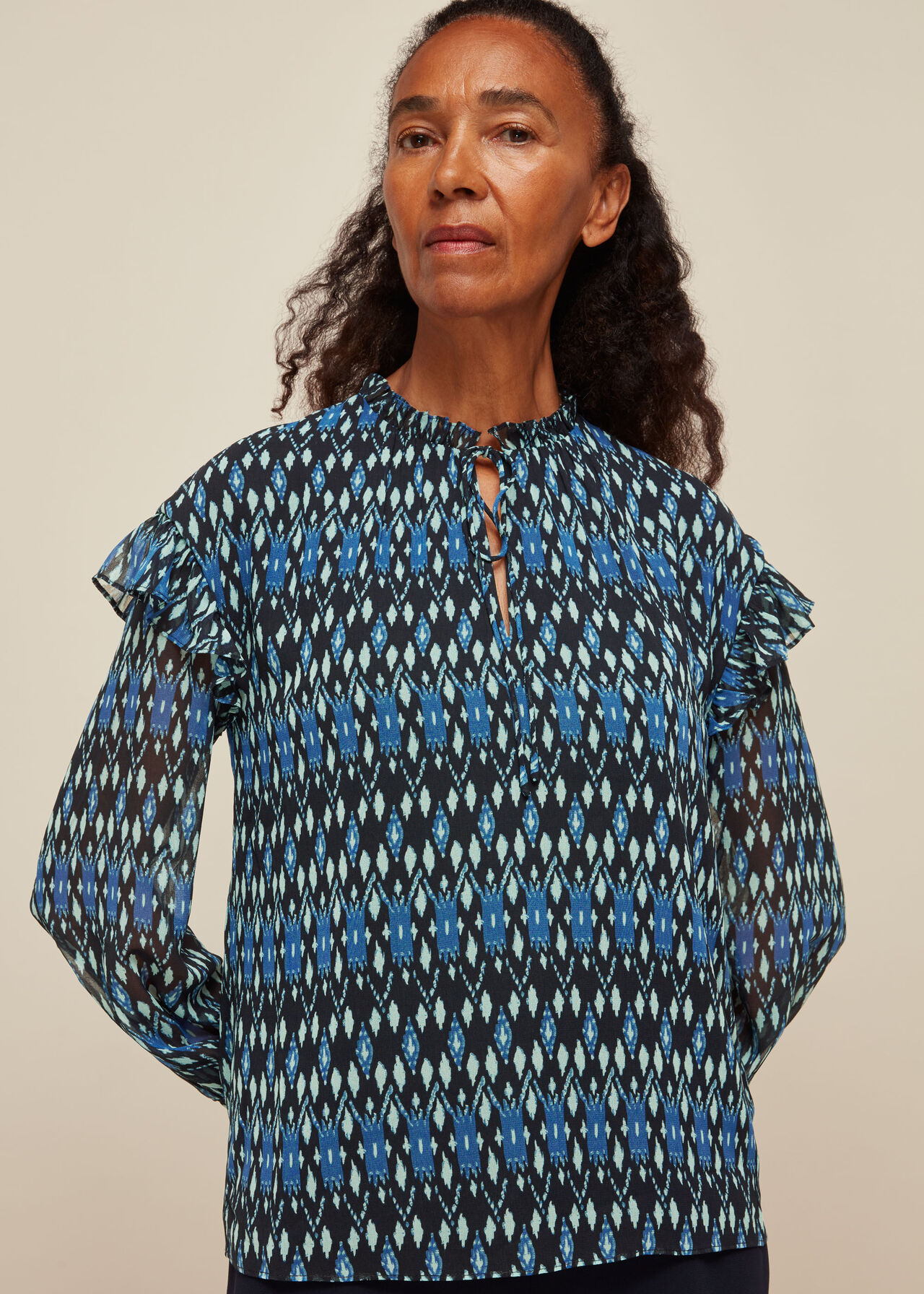 Ikat Diamond Print Blouse