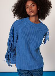 Fringe Sleeve Cable Sweater