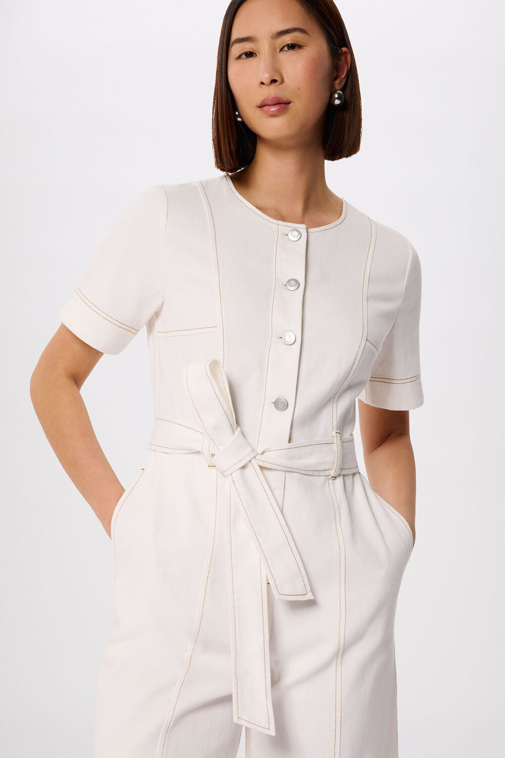 Ivory Button Down Jumpsuit