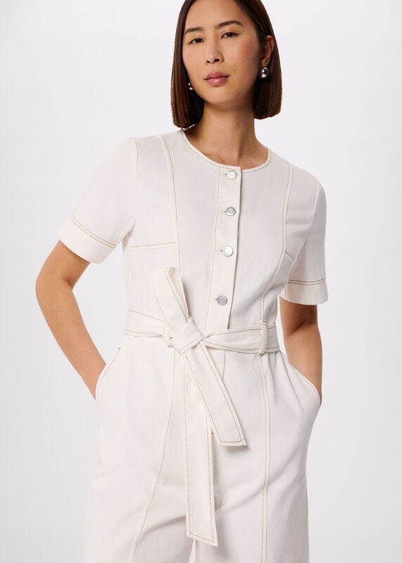 Ivory Button Down Jumpsuit