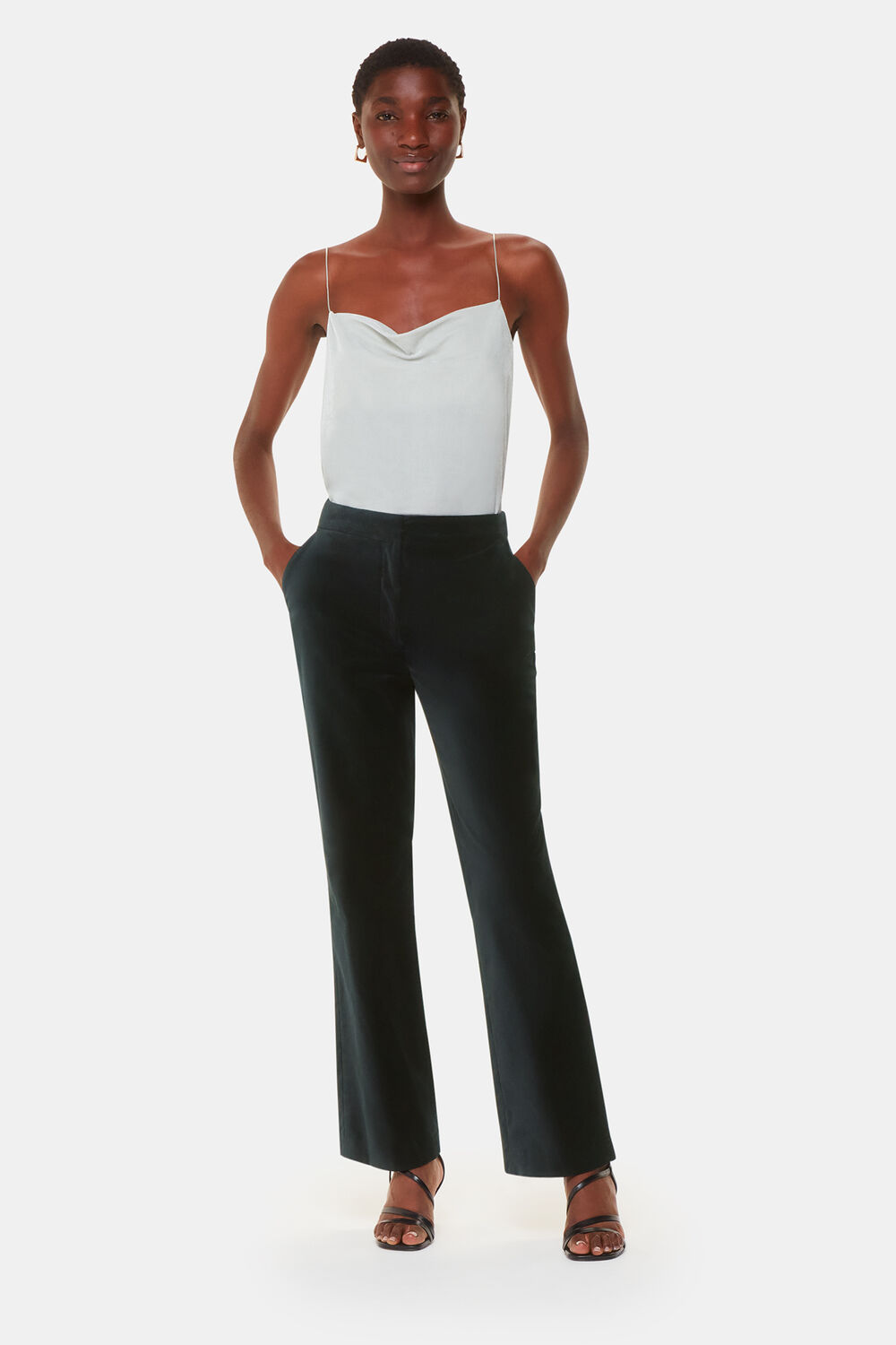 Black Helena Velvet Straight Trouser
