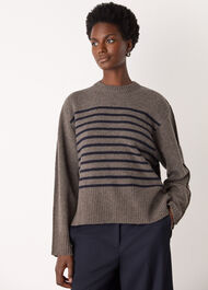 Wool Stripe Crew Neck Knit