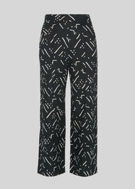 Kuba Print Linen Trouser Black/Multi