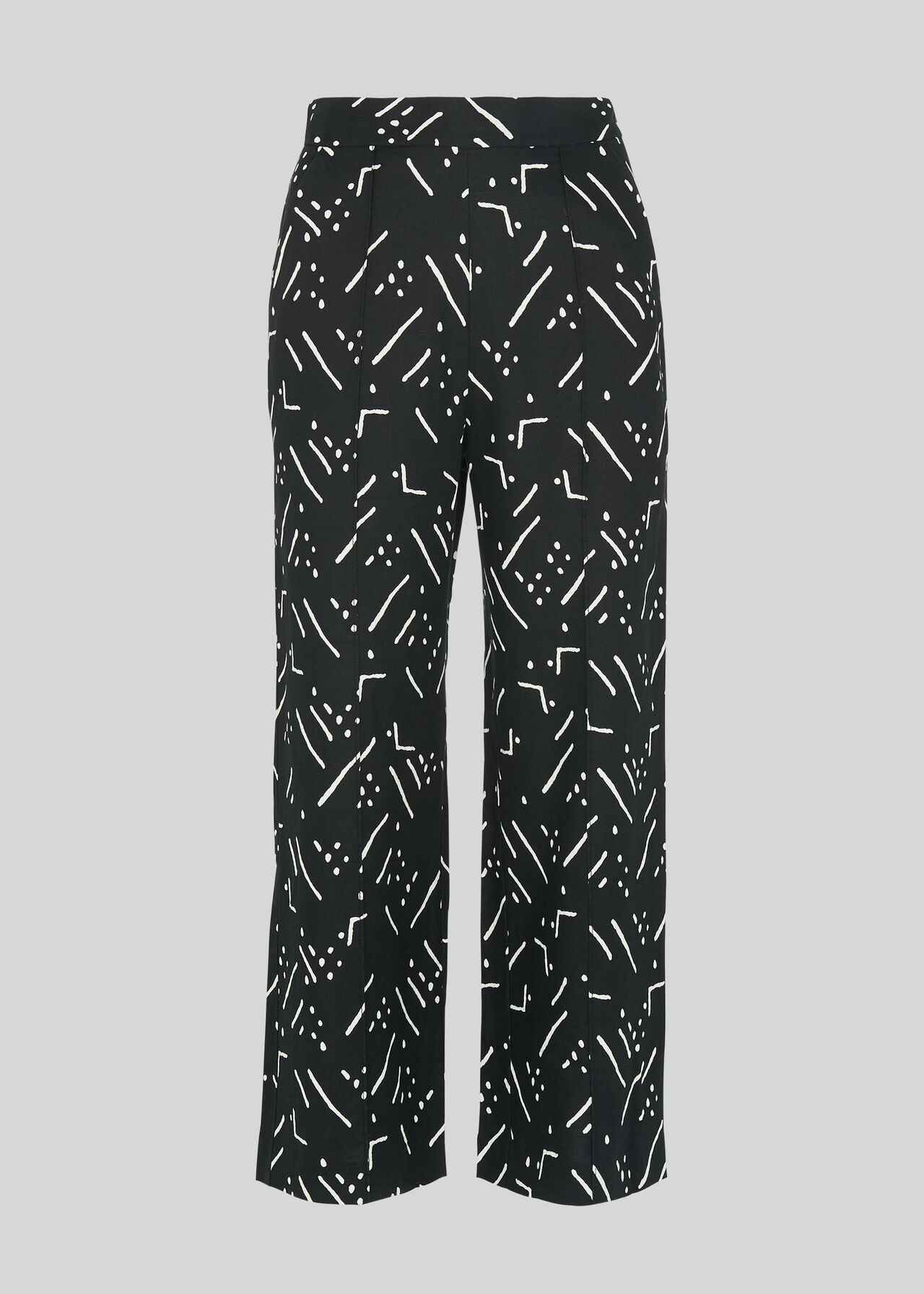 Kuba Print Linen Trouser Black/Multi