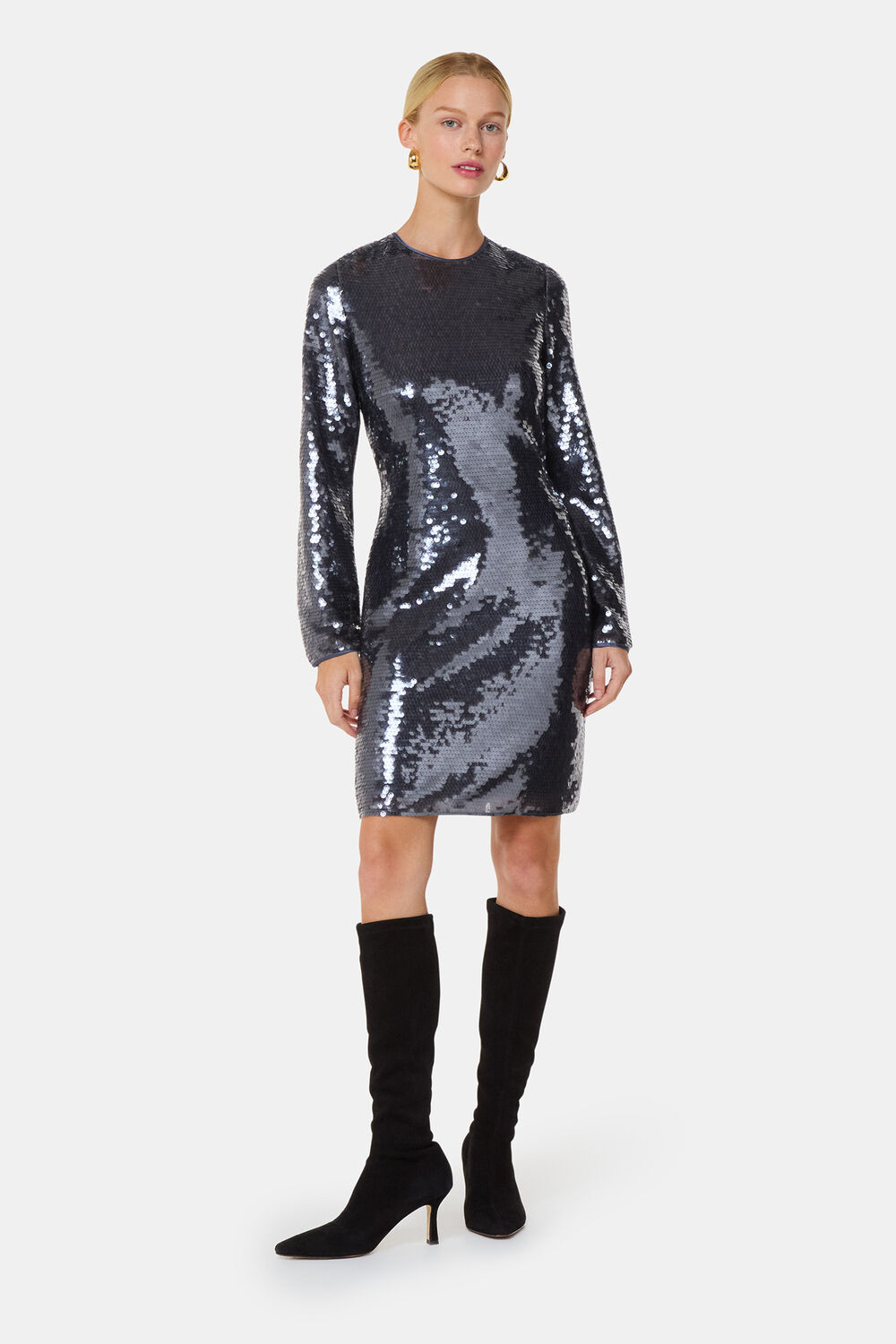 Pewter Sequin Mini Dress