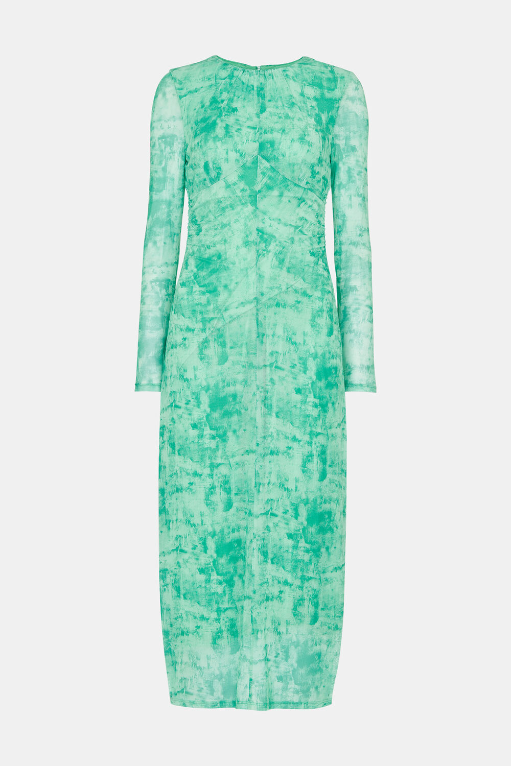 Brushwork Print Mesh Dress