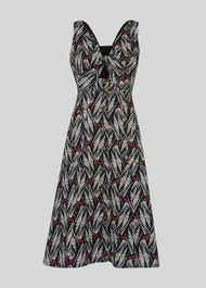 Carrie Print Tie Detail Dress Black/Multi