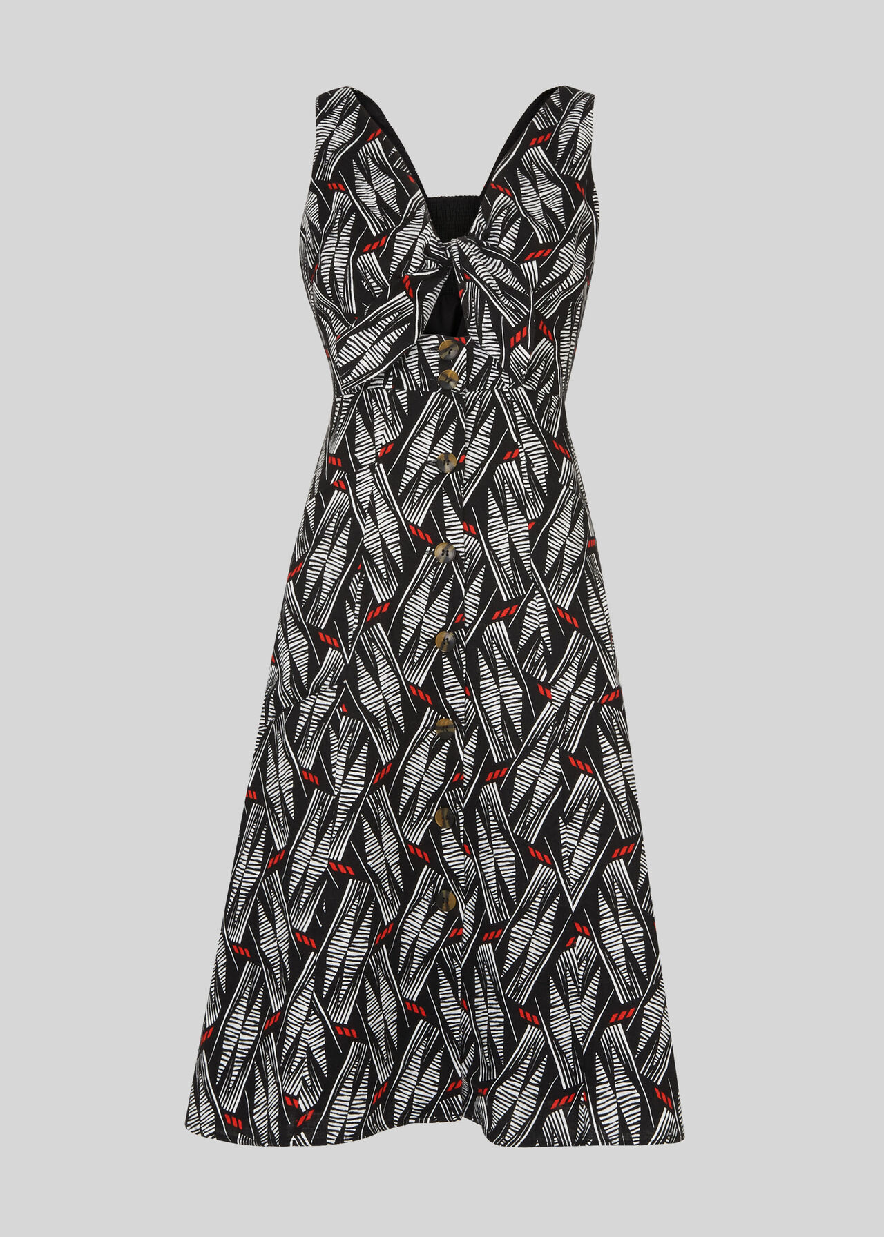 Carrie Print Tie Detail Dress Black/Multi
