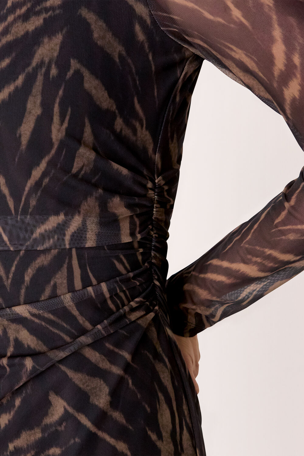 Black Abstract Zebra Mesh Dress
