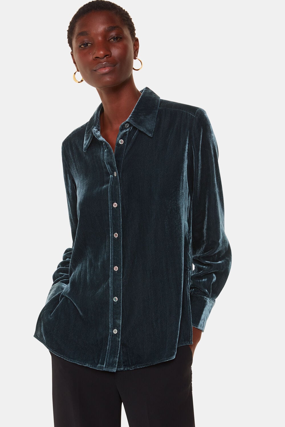 Dark Green Lara Velvet Shirt