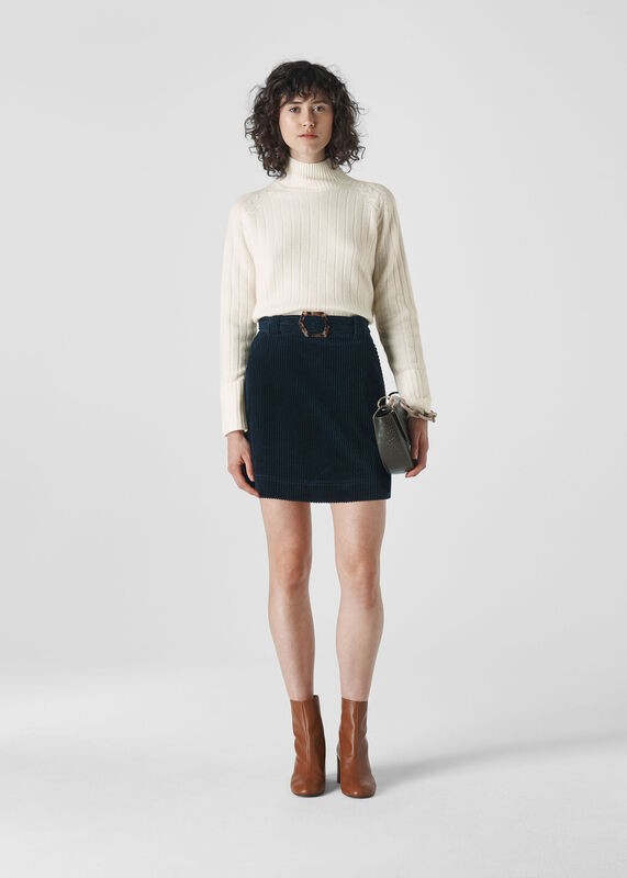 Rib Detail Funnel Neck