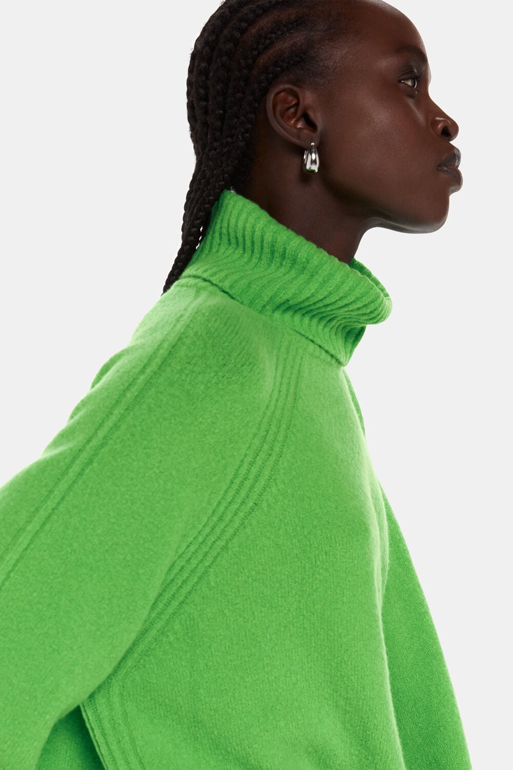 Textured Rib Detail Roll Neck