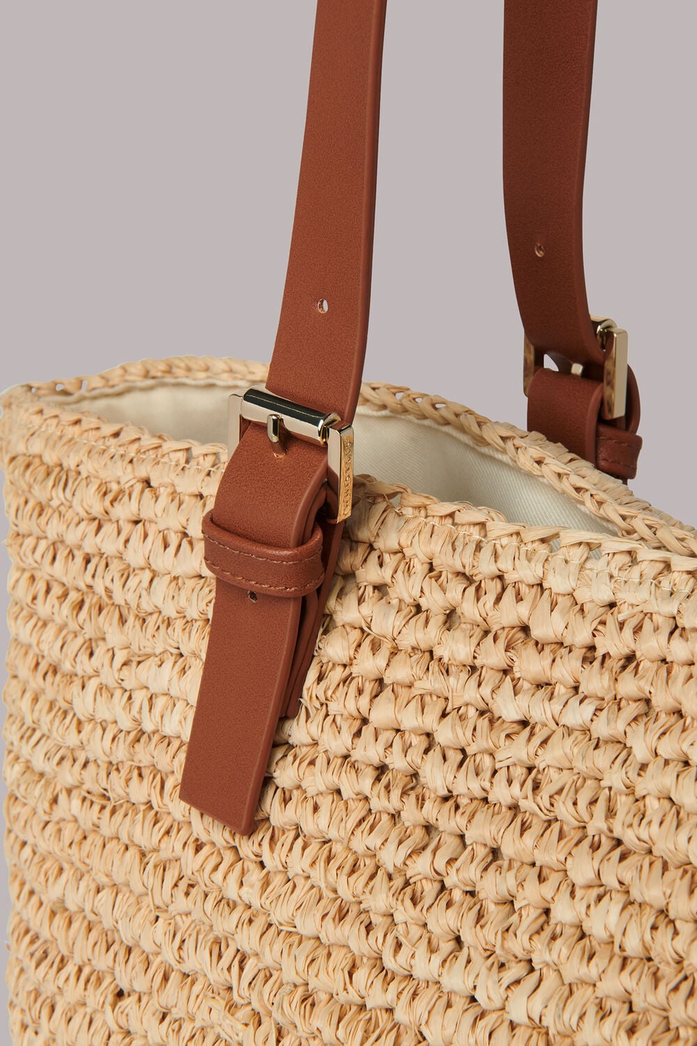 Teya Buckle Handle Straw Tote