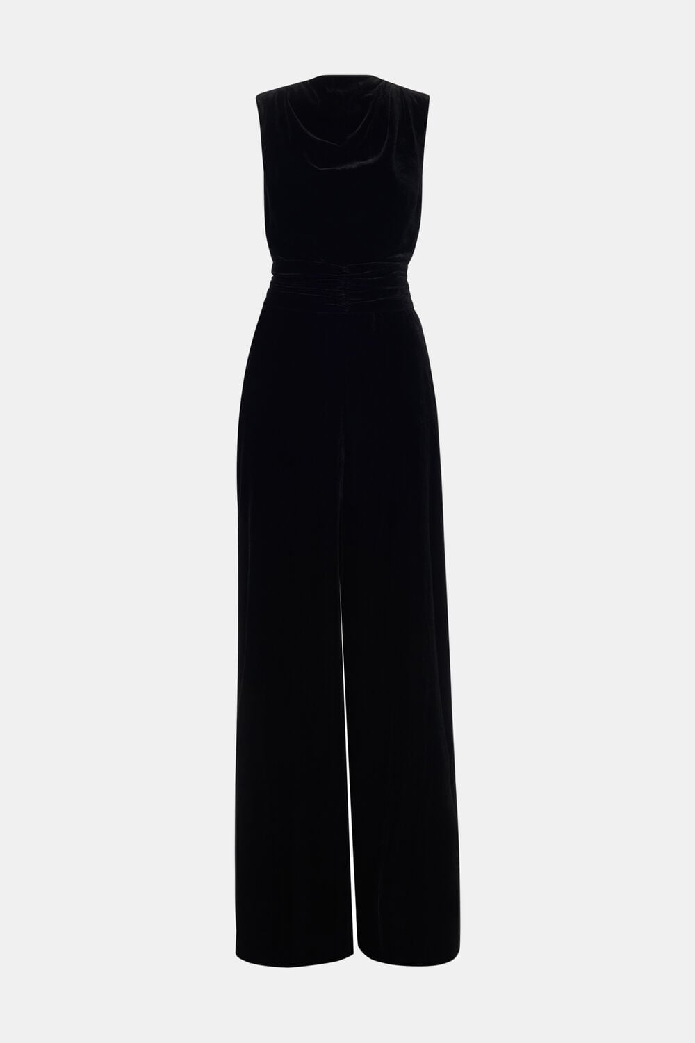 Black Velvet Twist Waist Jumpsuit