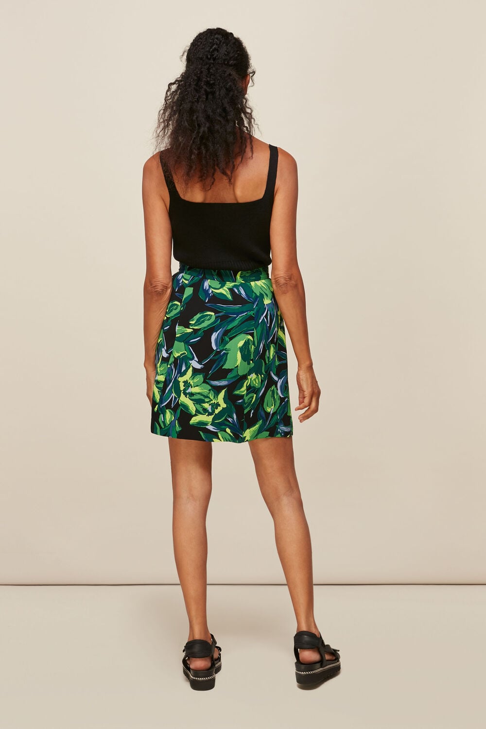 Tulip Print Button Skirt Multicolour