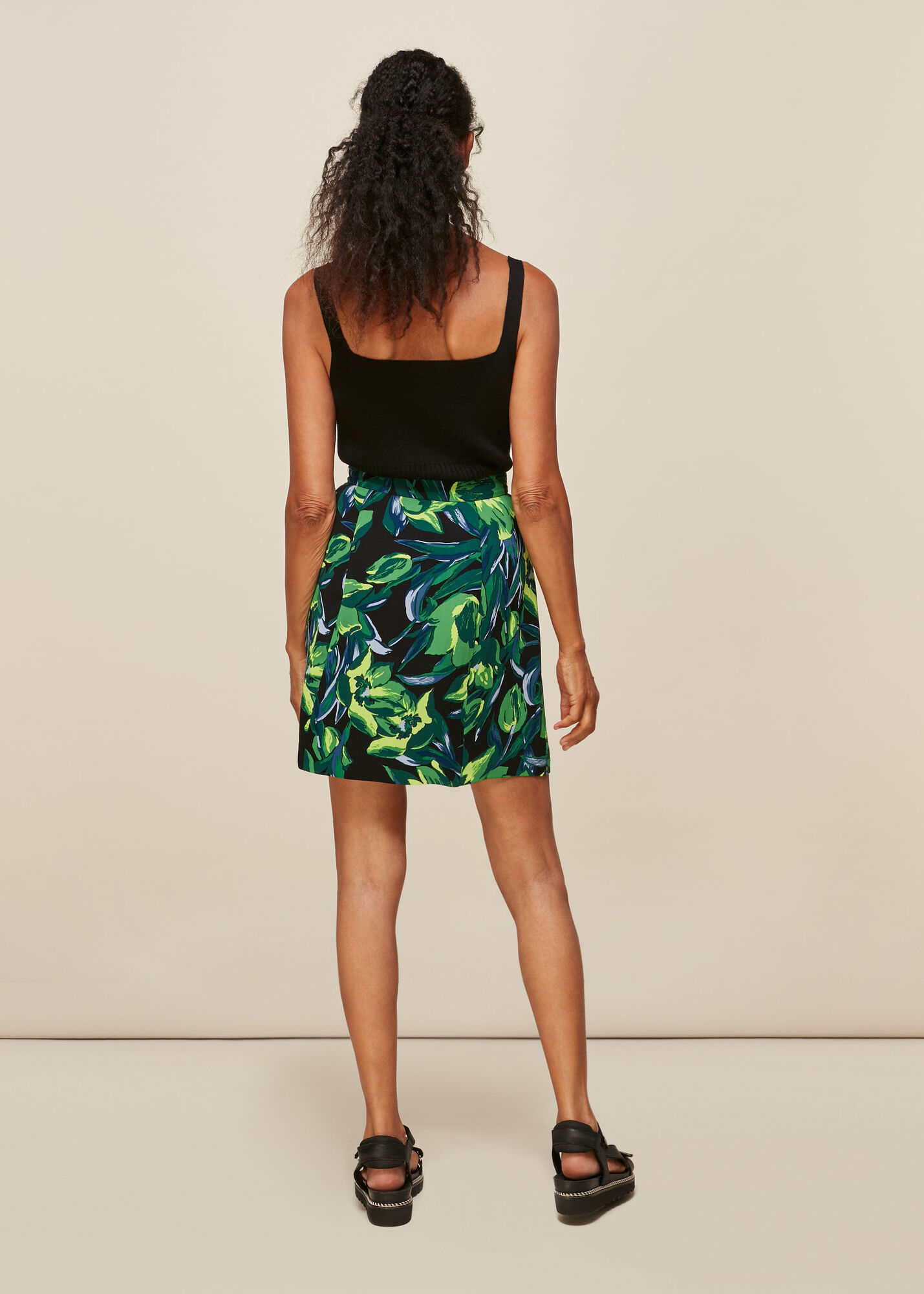 Multicolour Tulip Print Button Skirt WHISTLES