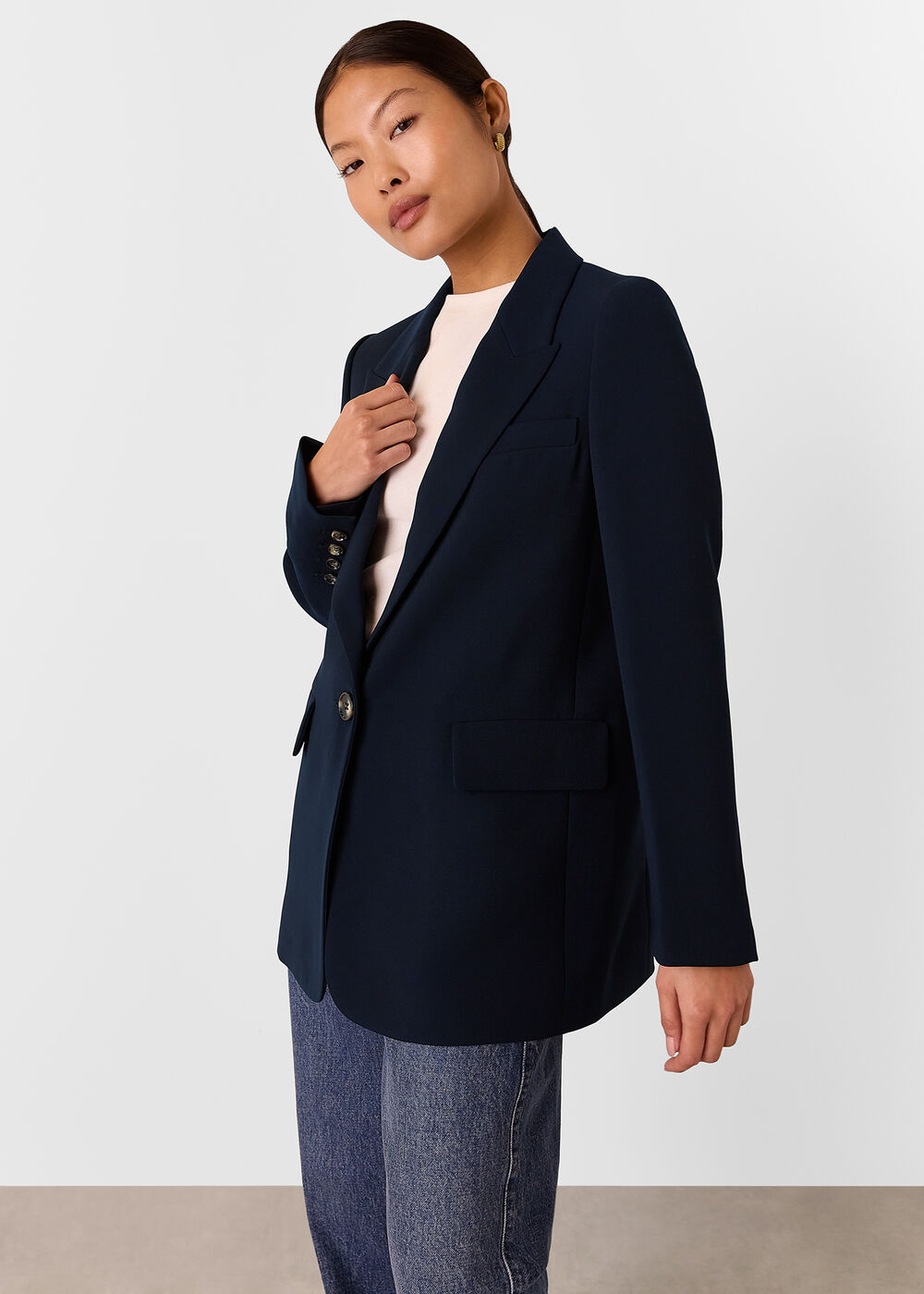 Petite Crepe Boyfriend Blazer