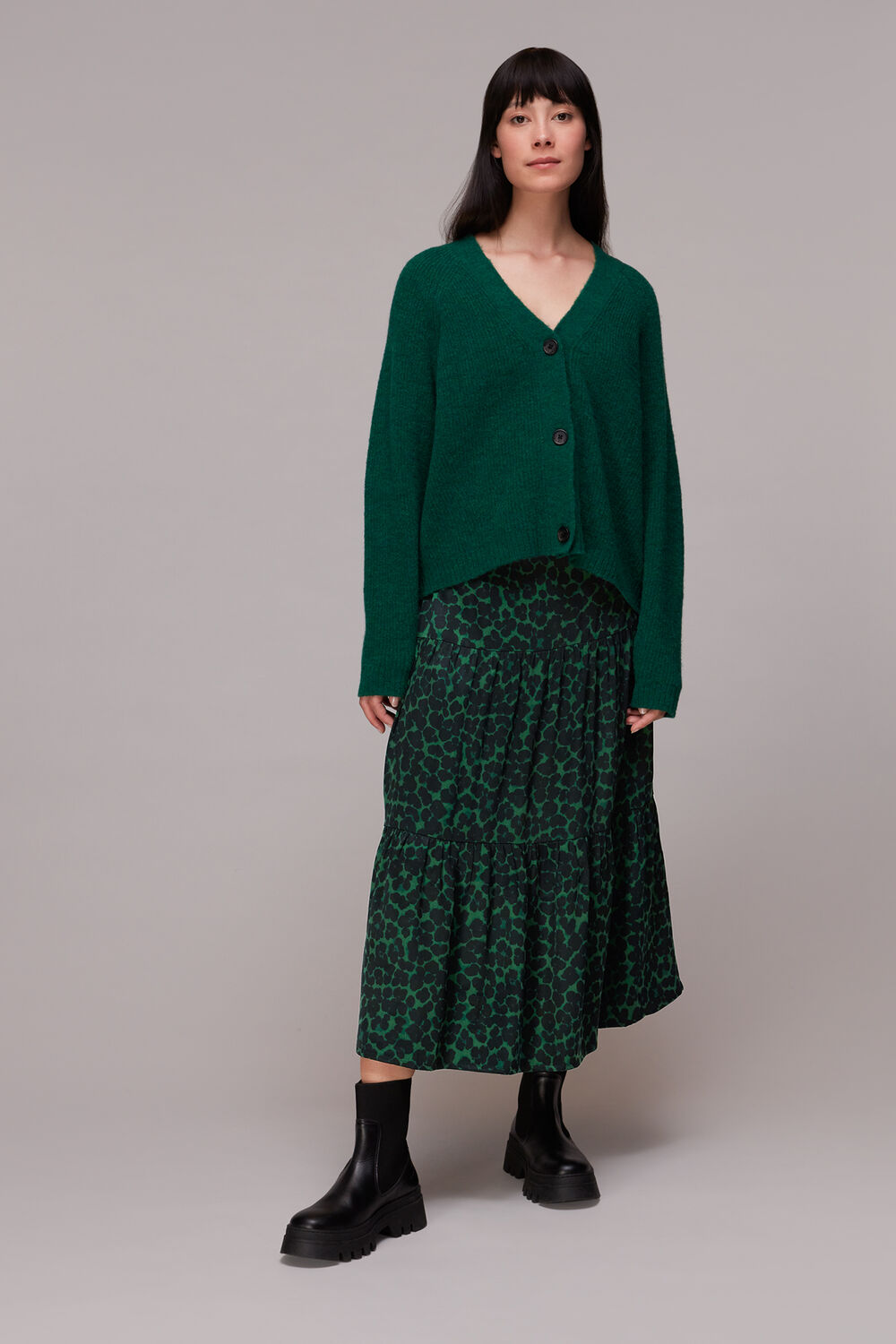 Green Smudge Animal Tiered Skirt