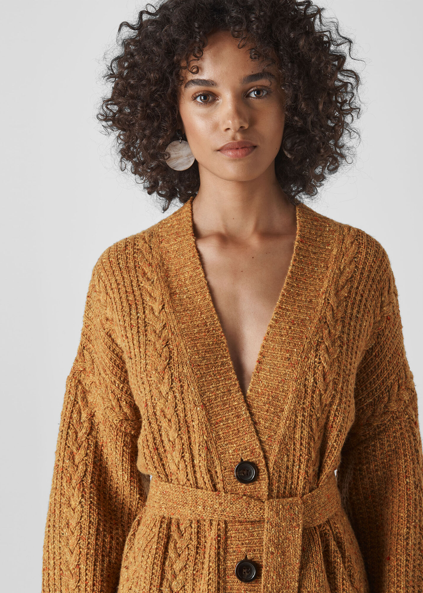 Yellow Oversized Cable Cardigan WHISTLES Whistles