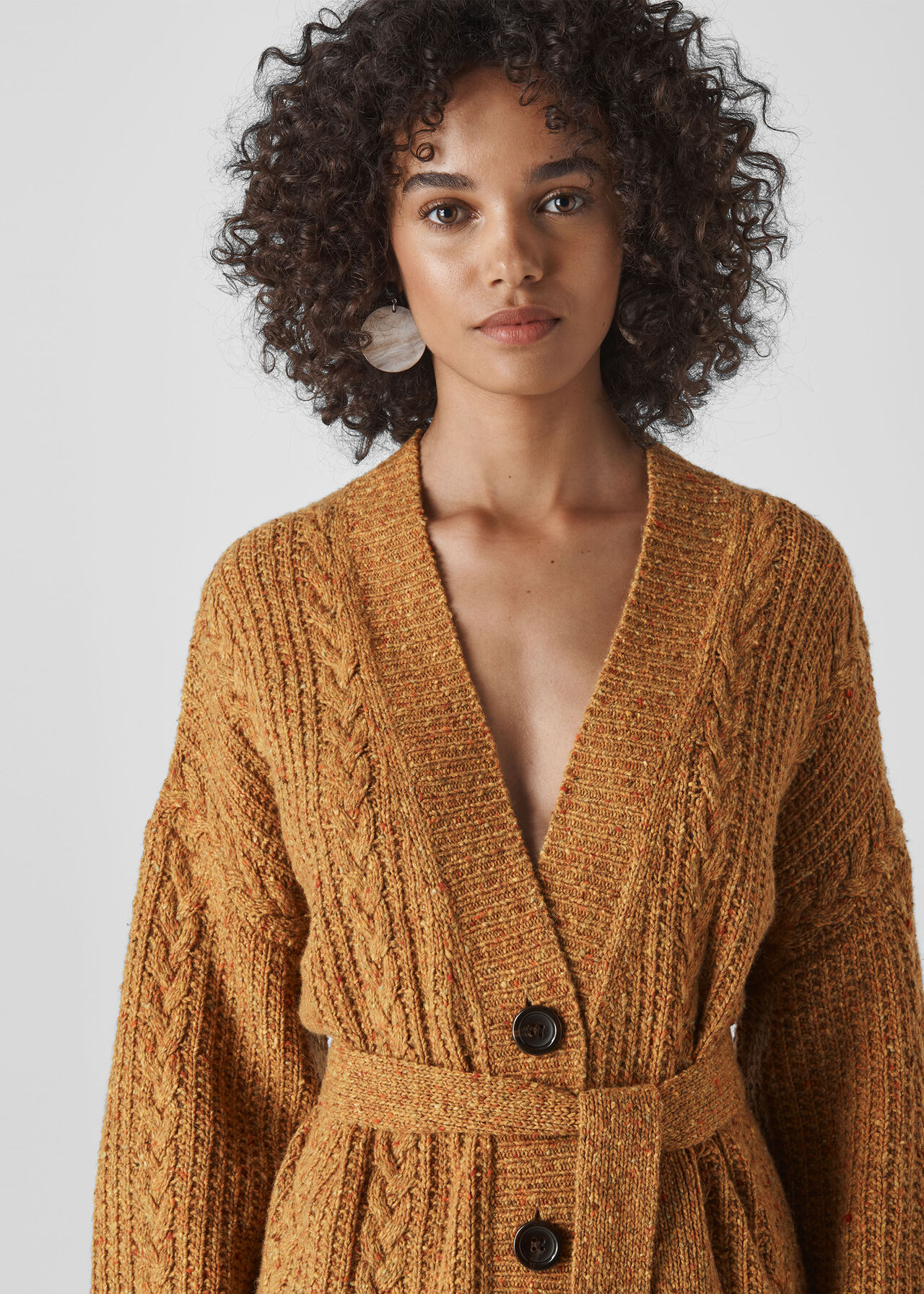 Oversized Cable Cardigan Yellow
