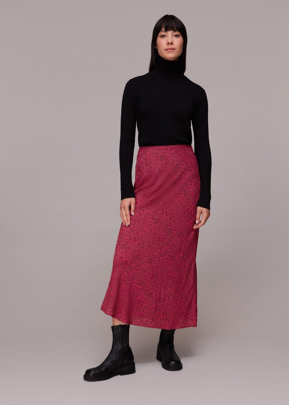 Abstract Snake Bias Cut Skirt
