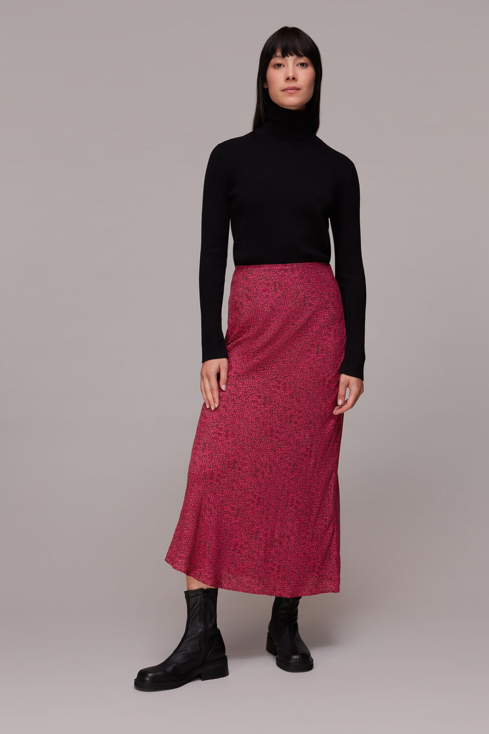 Abstract Snake Bias Cut Skirt