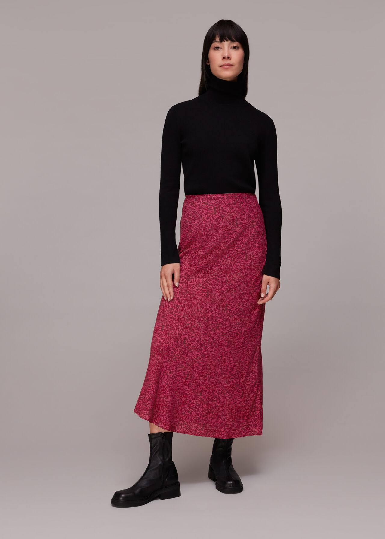 Abstract Snake Bias Cut Skirt