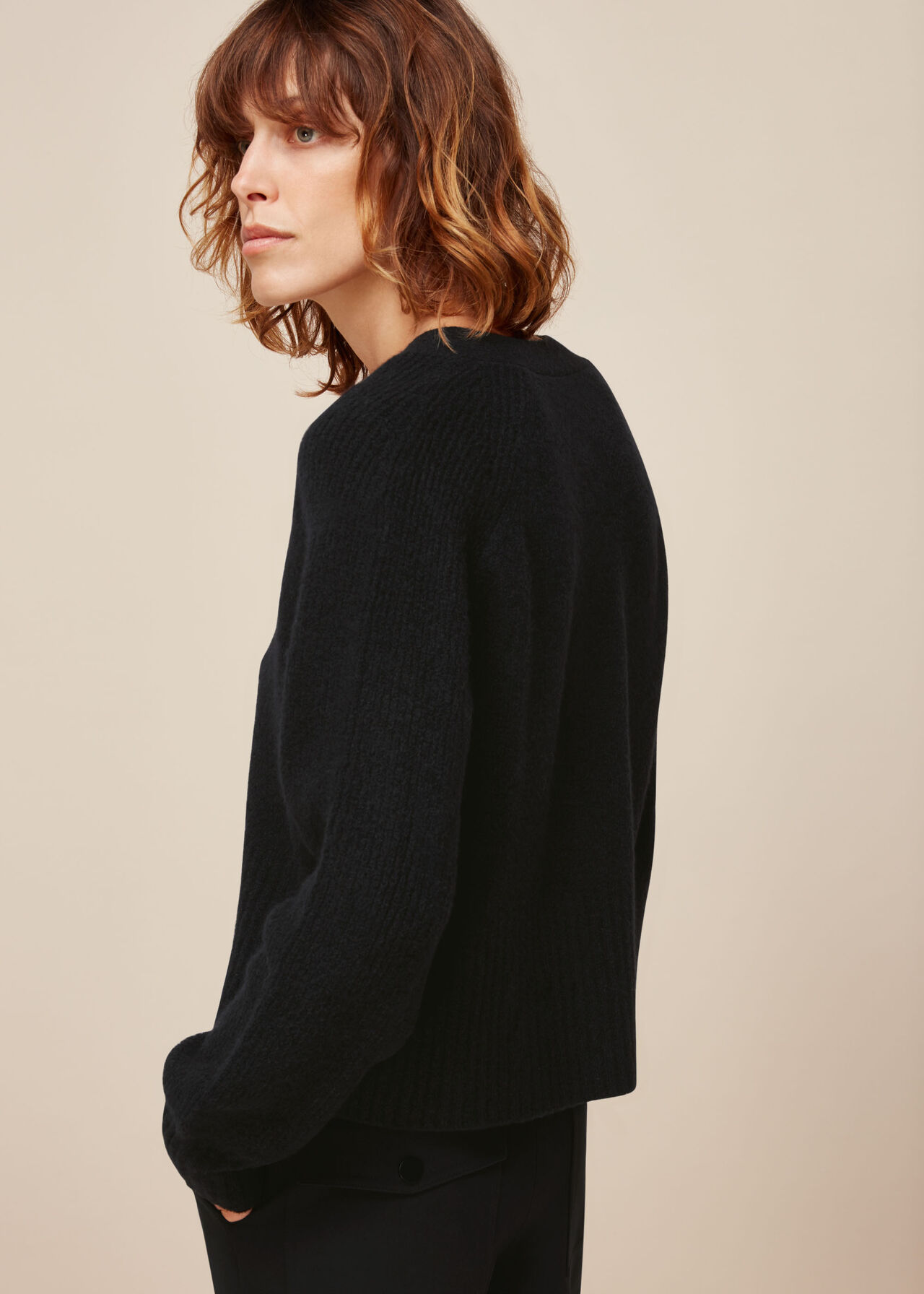 Black Full Sleeve Knitted Cardigan | WHISTLES