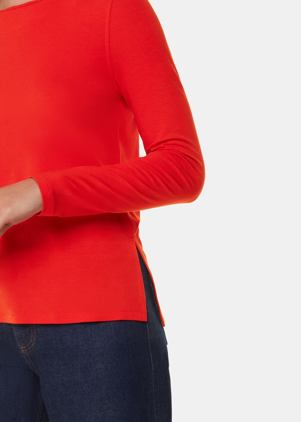 Slim Straight Neck Jersey Top