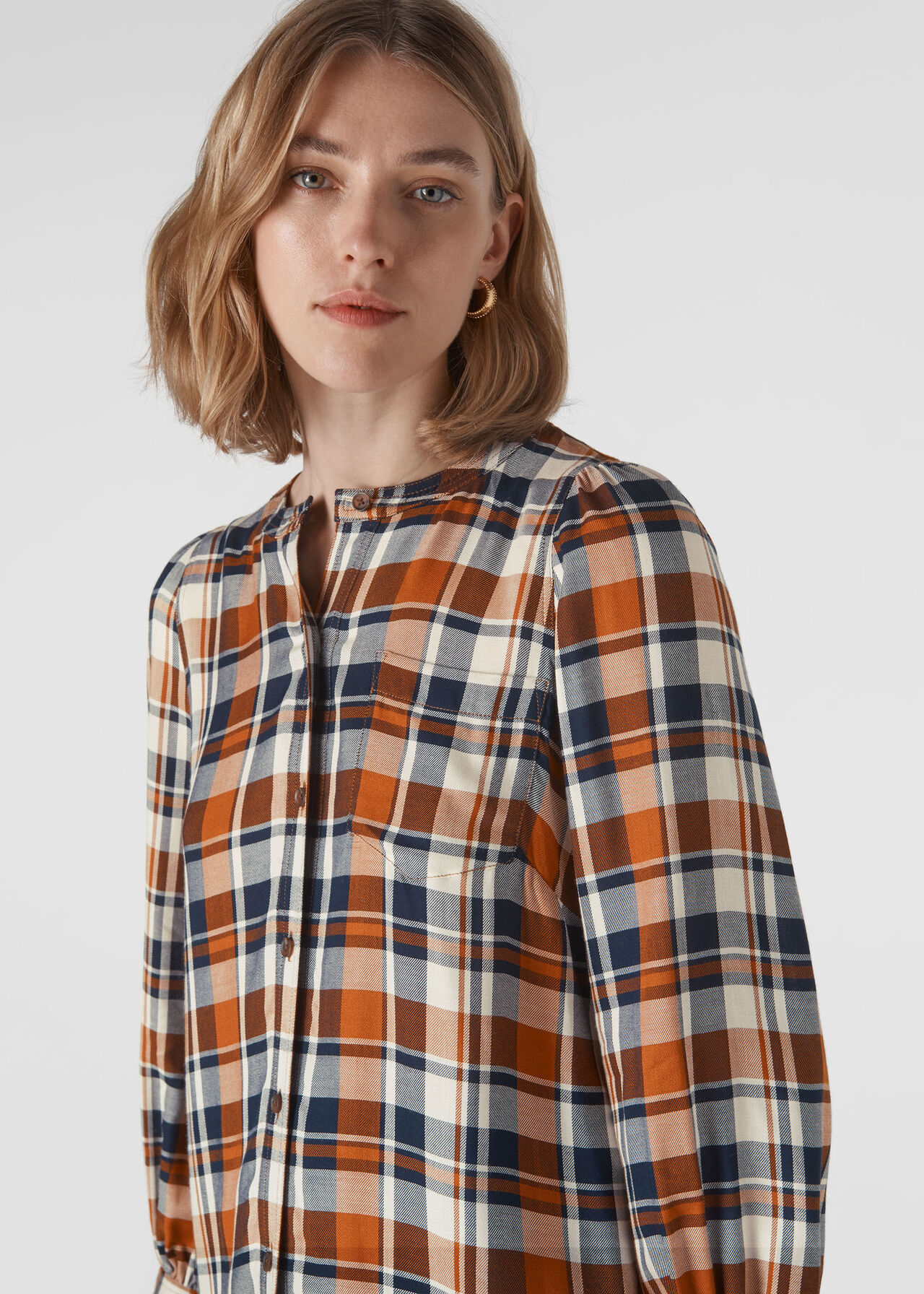 Check Puff Sleeve Shirt Multicolour