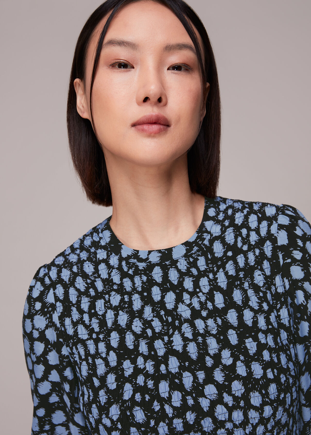 Dalmatian Shirred Midi Dress