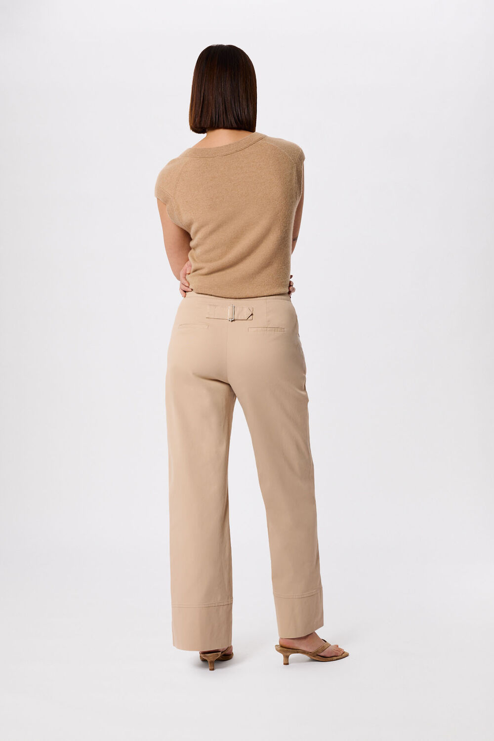 Neutral Wide Leg Casual Cotton Trouser